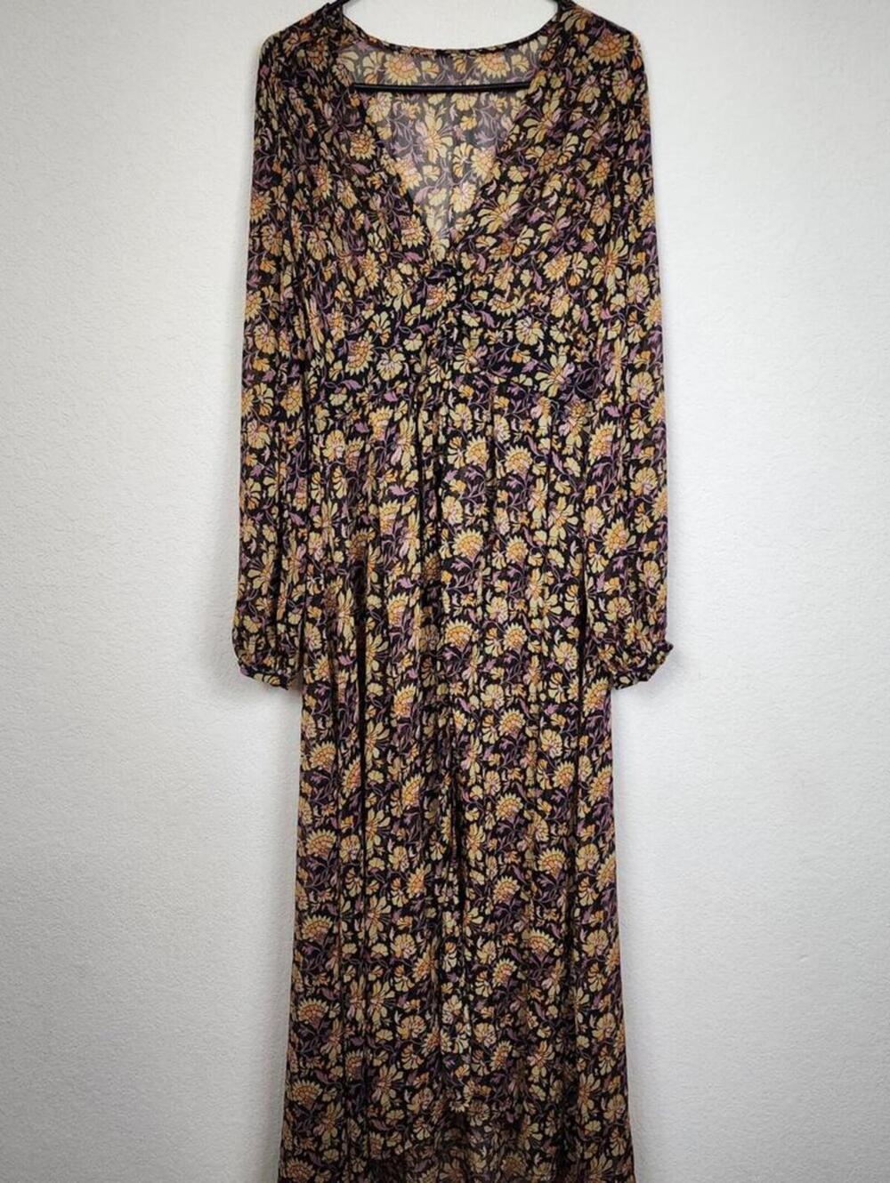 Free People Sheer Floral Boho Duster